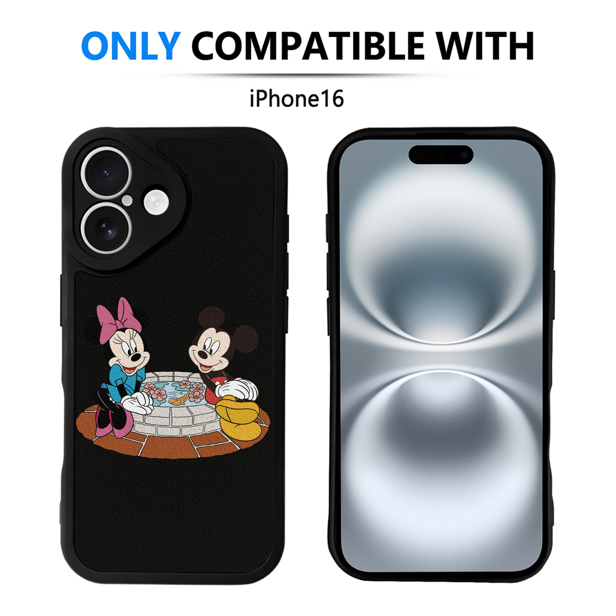 （画像用） ミッキーマウス Mickey Mouse 【iPhone 16シリーズ対応】シリコンスマホケース（レザー調） 材質：シリコン